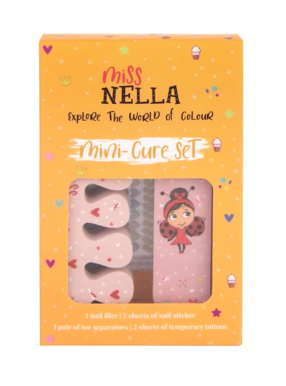 Miss Nella - set accessori per unghie: 2 separadita + 1 limetta per unghie + 2 fogli adesivi + 2 fogli tattoo